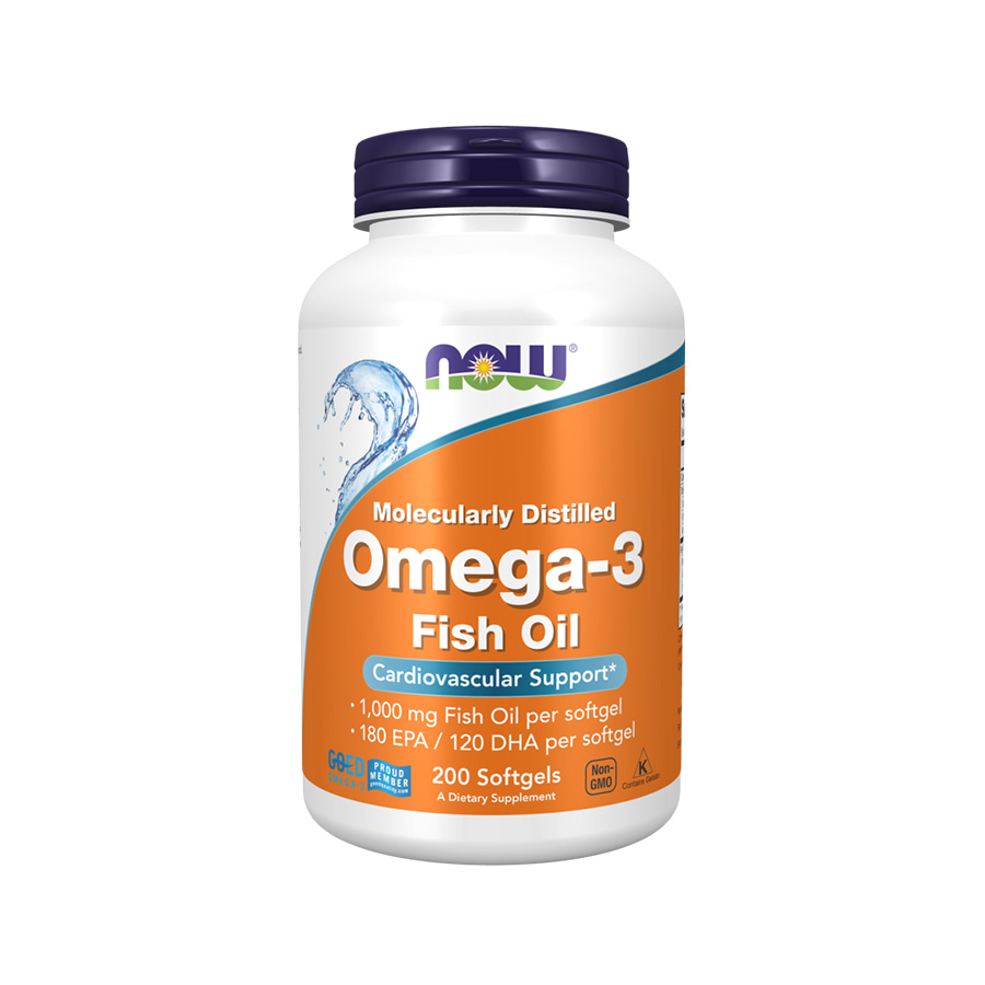 NOW Omega-3 1000mg Fish Oil, 180 EPA/ 120 DHA now-omega-3-100-softgels-dau-ca-omega-3-gymstore
