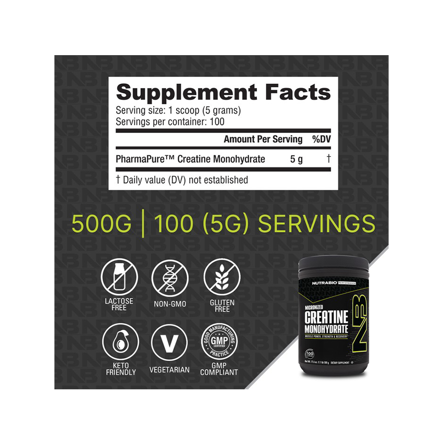 NutraBio Micronized Creatine Monohydrate Powder NutraBio Micronized Creatine Monohydrate Powder