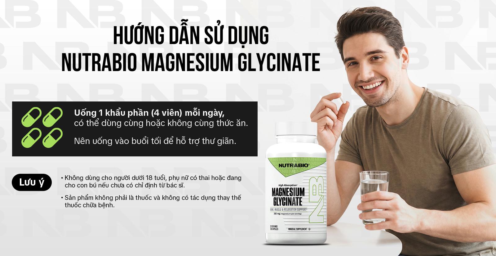 Nutrabio Magnesium Glycinate Capsules Cách Dùng