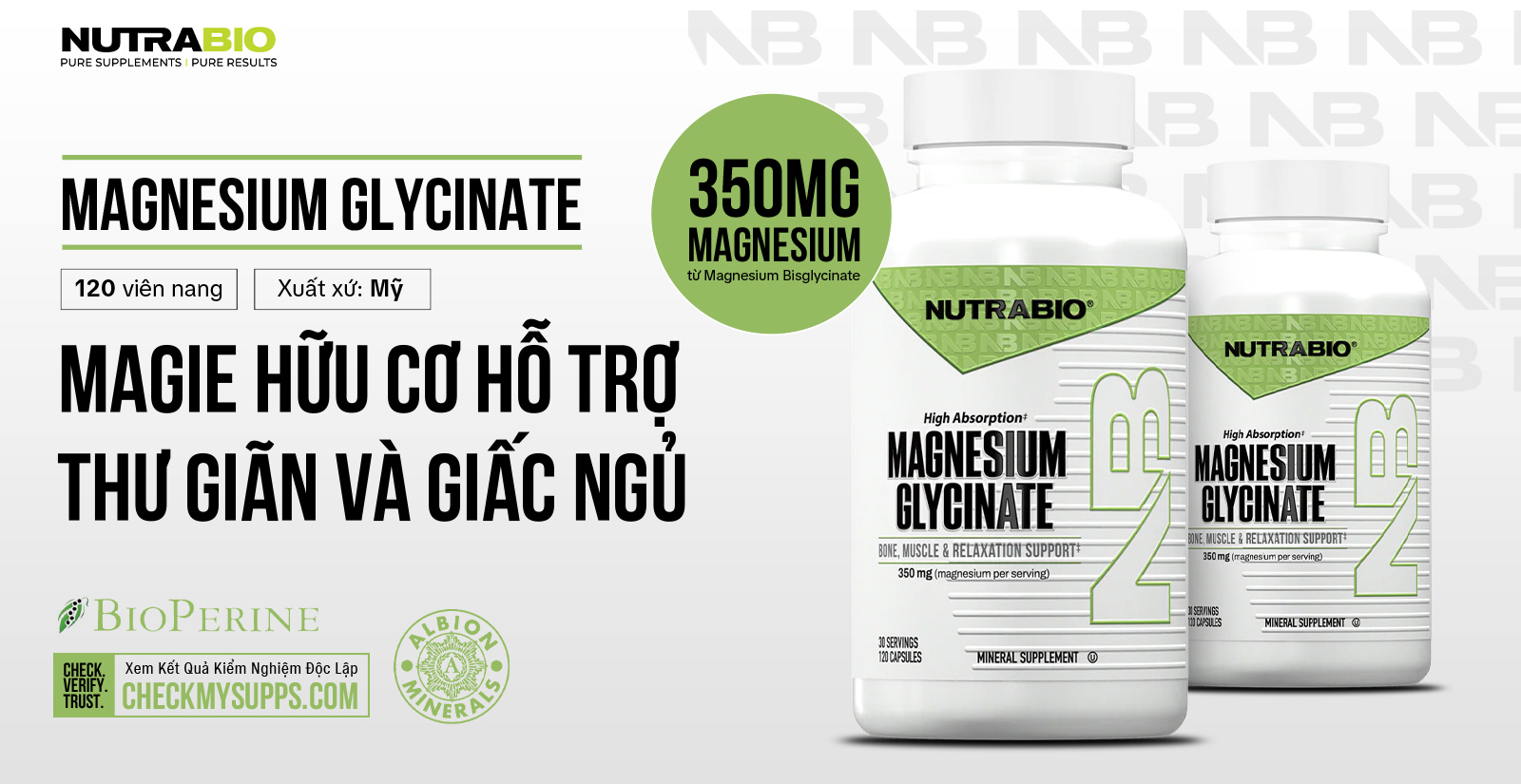 Nutrabio Magnesium Glycinate Capsules Nổi Bật