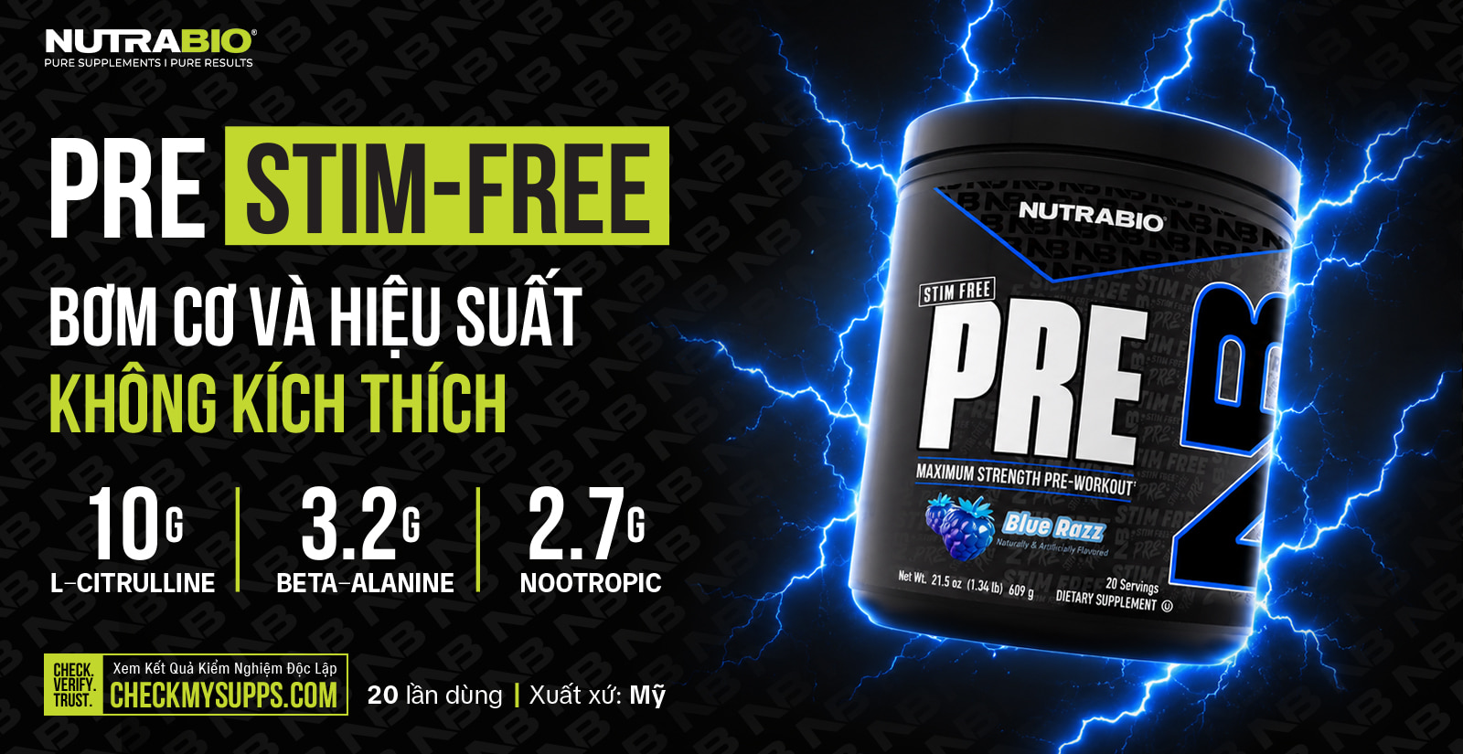 Nutrabio Pre Stim Free Nổi Bật