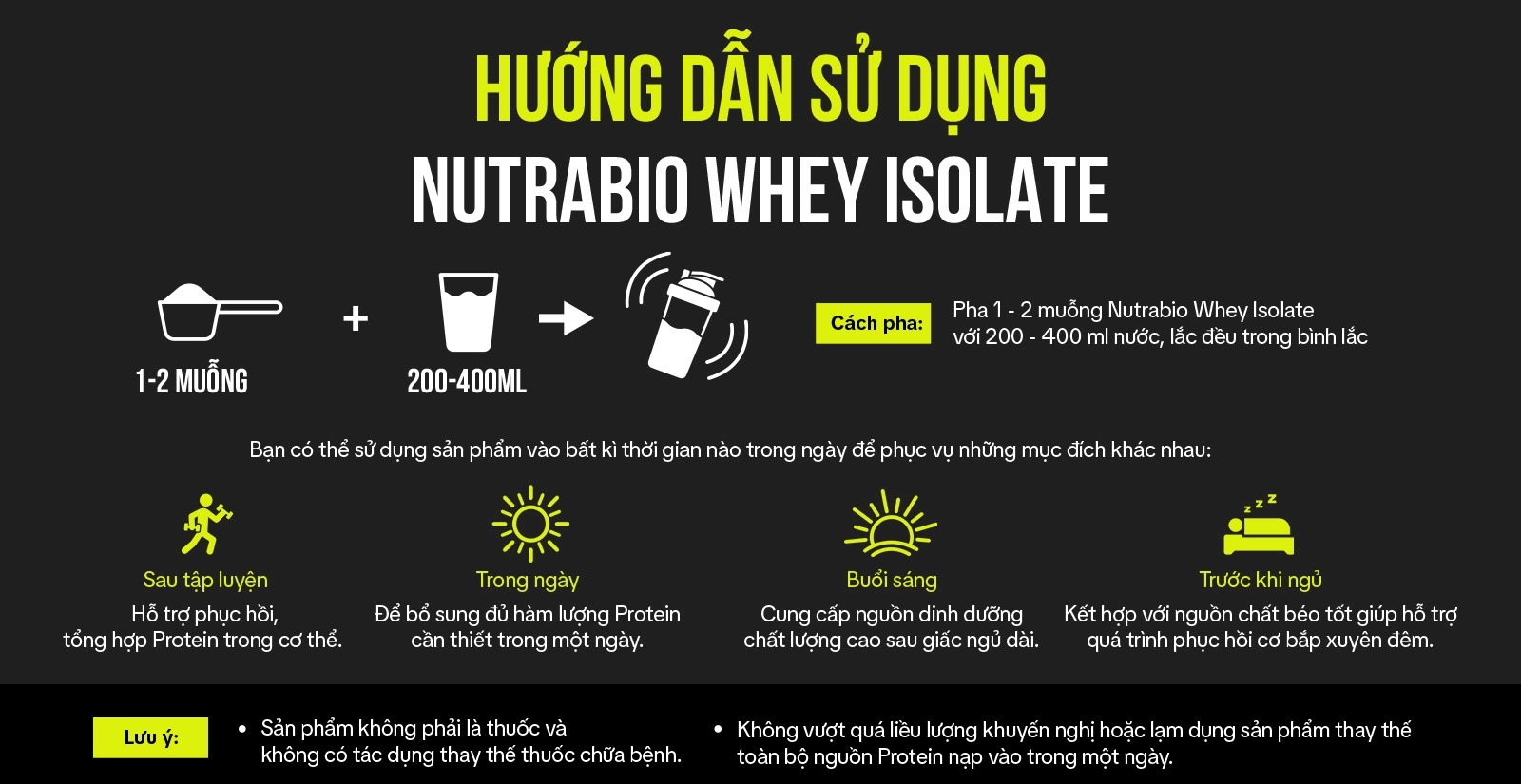 Hướng dẫn sử dụng Nutrabio Whey Protein Isolate