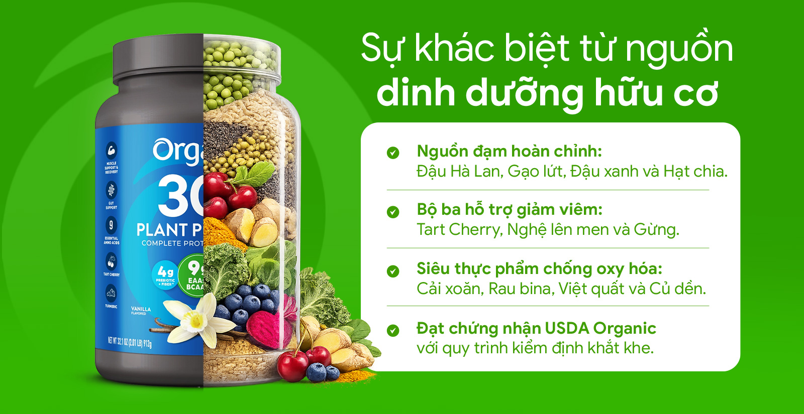 Sự khác biệt của Orgain 30g Plant Protein Powder