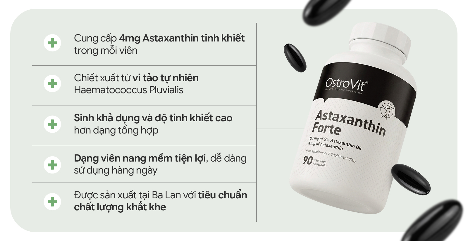Ưu điểm của OstroVit Astaxanthin Forte