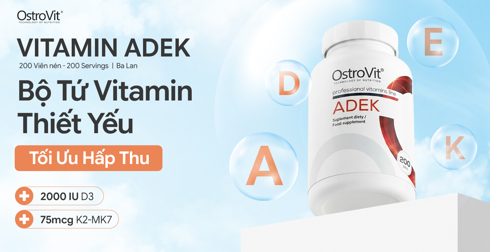 Ostrovit Vitamin ADEK bổ sung Vitamin thiết yếu cho cơ thể
