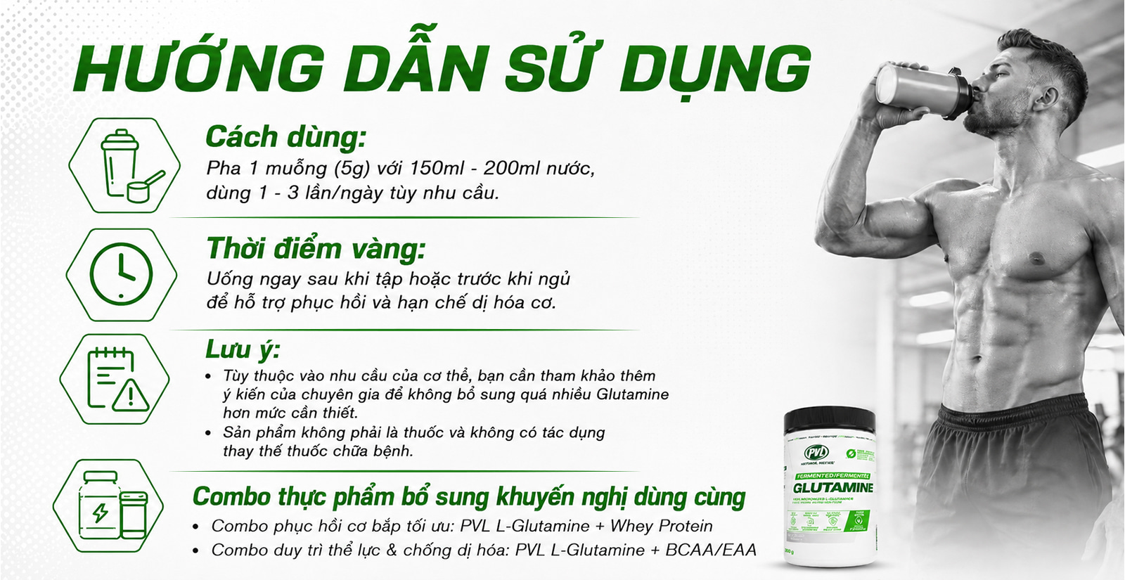 PVL Pure Glutamine Cách Dùng