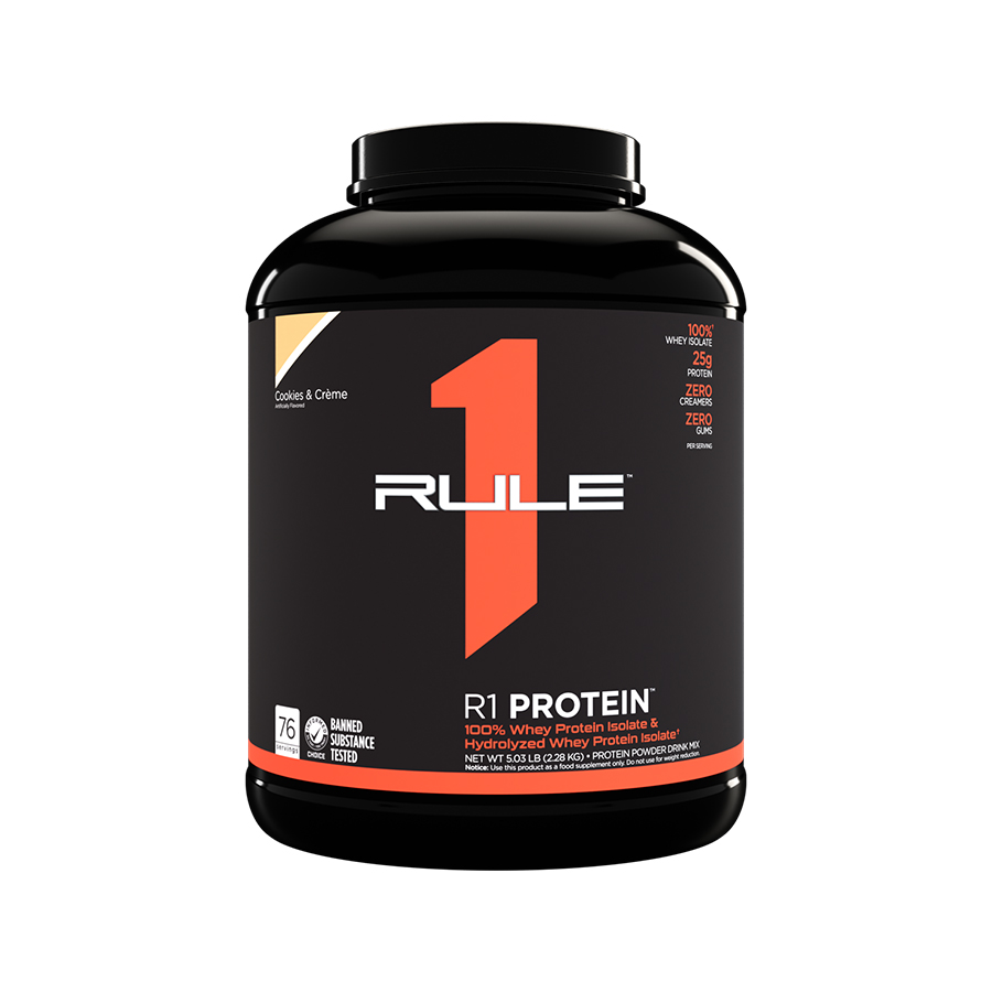 Rule 1 Protein 5 Lbs (2,288 kg) rule-1-r1-protein-Cookies-Creame-5lbs-whey-protein-gymstore