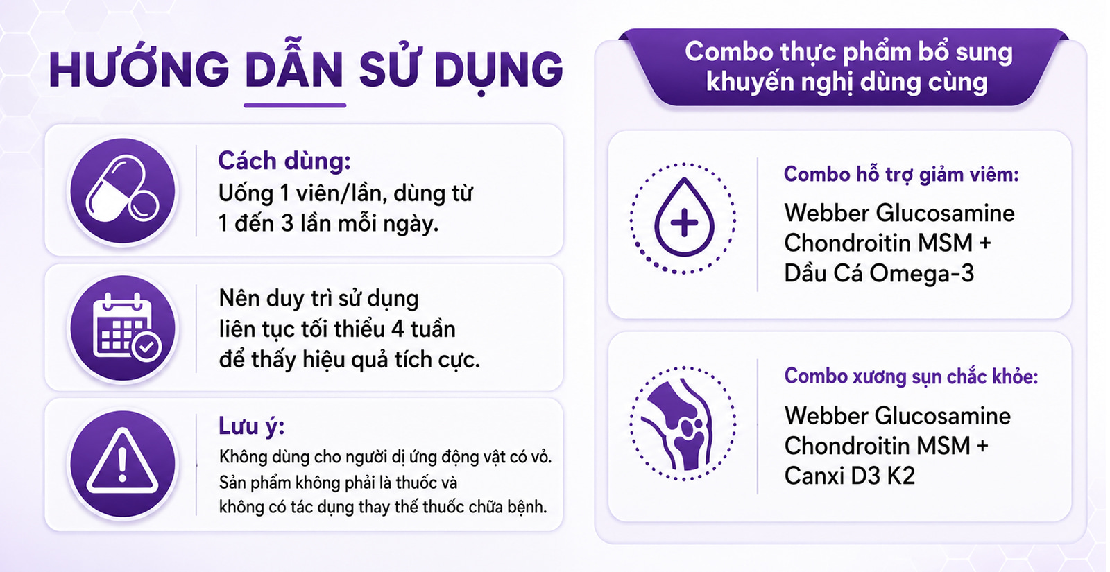 Webber Glucosamine Chondroitin MSM Cách Dùng