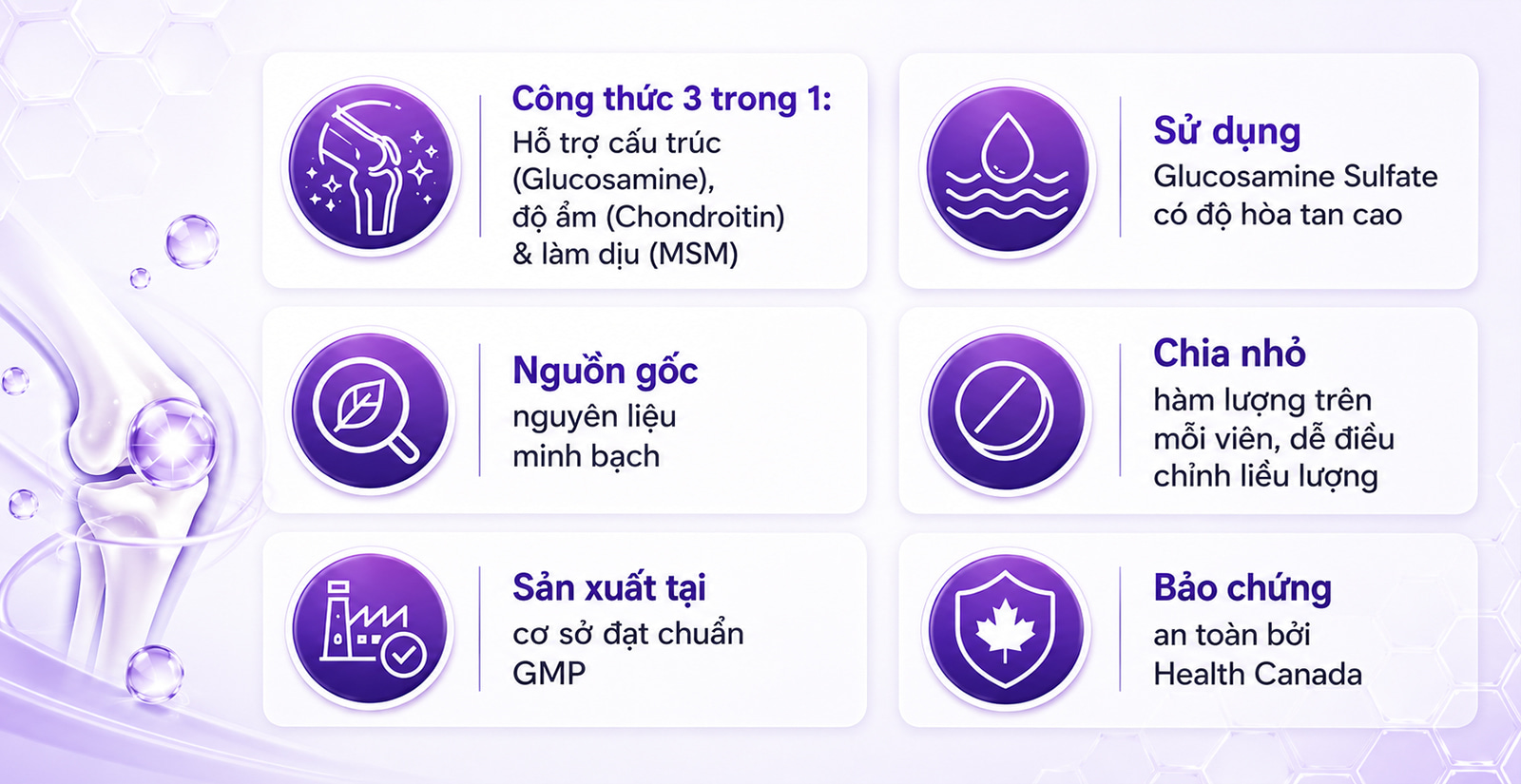 Webber Glucosamine Chondroitin MSM Ưu Điểm