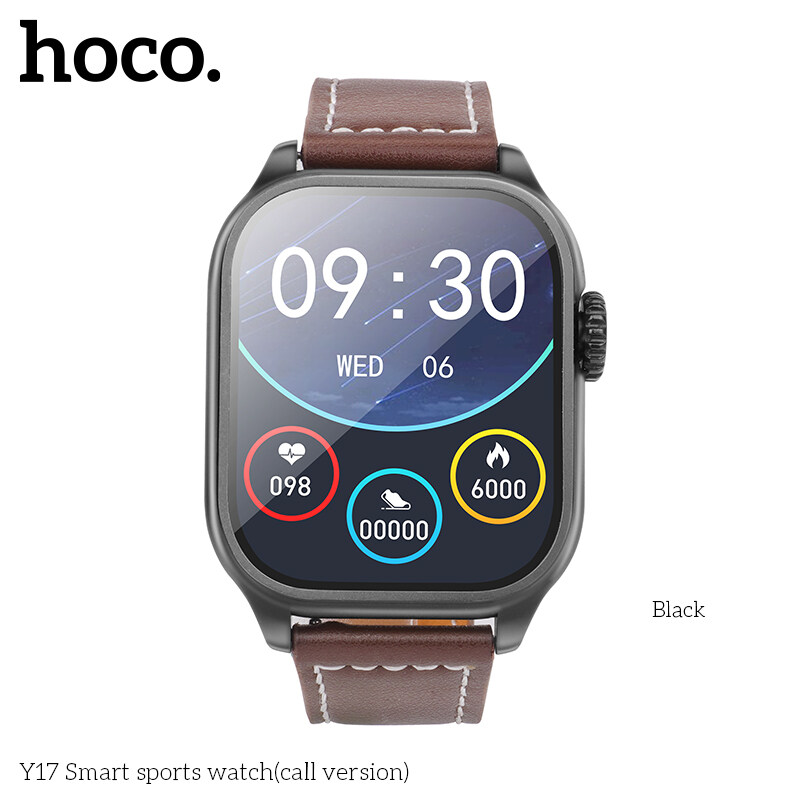 Đồng hồ thông minh Smart watch HOCO Y17 dây da hỗ trợ Nghe Gọi, Theo Dõi Sức Khỏe, chuyên Thể Thao, Chống Nước IP67 (nhiều màu) Nhất Tín Computer