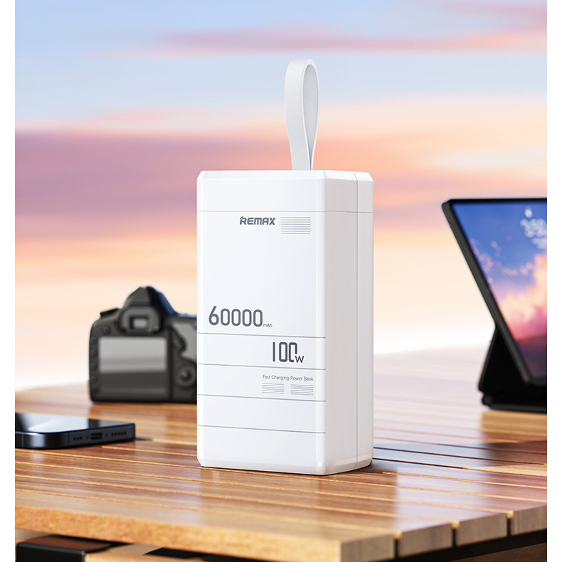 Pin dự phòng sạc siêu nhanh 100W REMAX RPP-650 60000mAh TypeC in / out 100W và USB out 22.5W - sạc cho cả laptop (trắng) Nhất Tín Computer