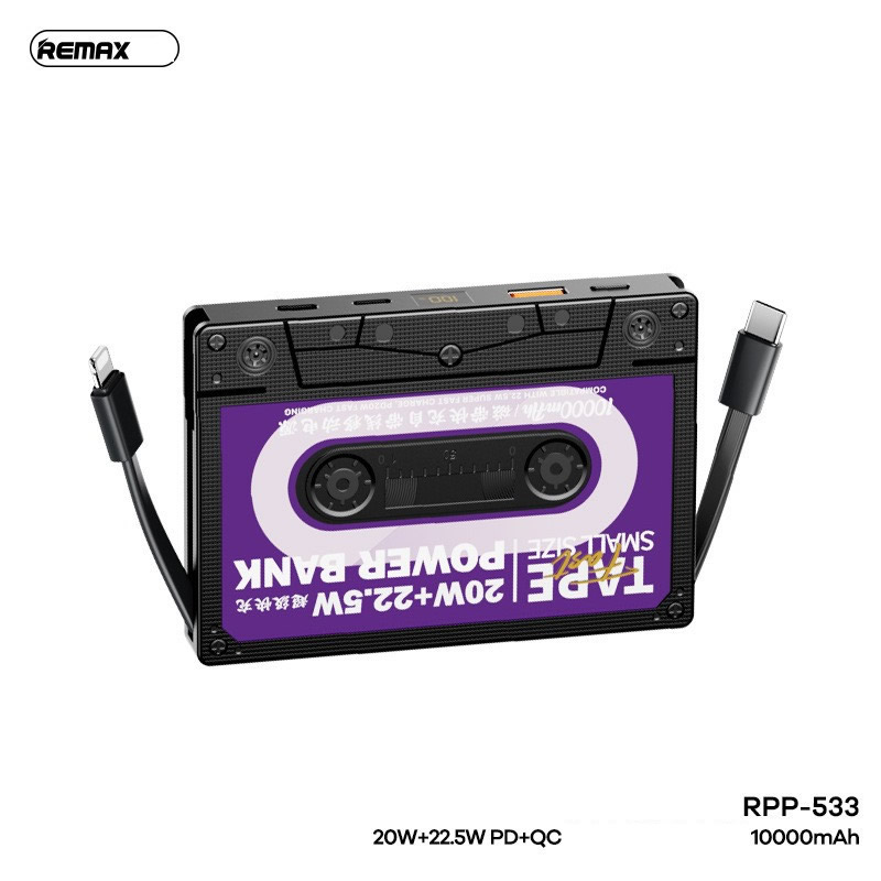 Re/max R&b 533 Pin dự phòng 10000mah sạc nhanh Remax RPP-533 kiểu băng cassette - tích ...