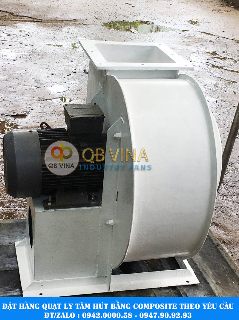 quạt ly tâm vỏ cánh bằng composite hút hóa chất 