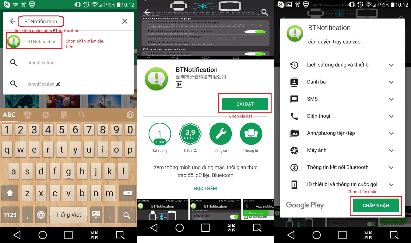 Cài đặt phần BTNotification cho đồng hồ thông minh DZ09 A1