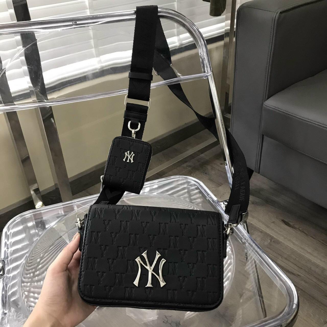 Túi Đeo Chéo unisex MLB NY Ripstop Nylon Cross Bag New York Yankees Black Màu  Đen