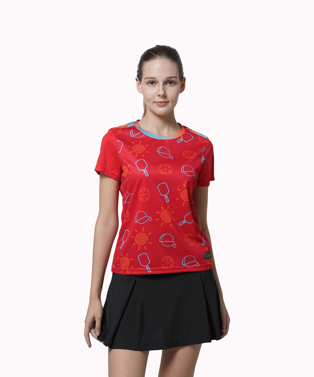 Áo T-shirt Pickleball Cross Nữ - Màu Đỏ
