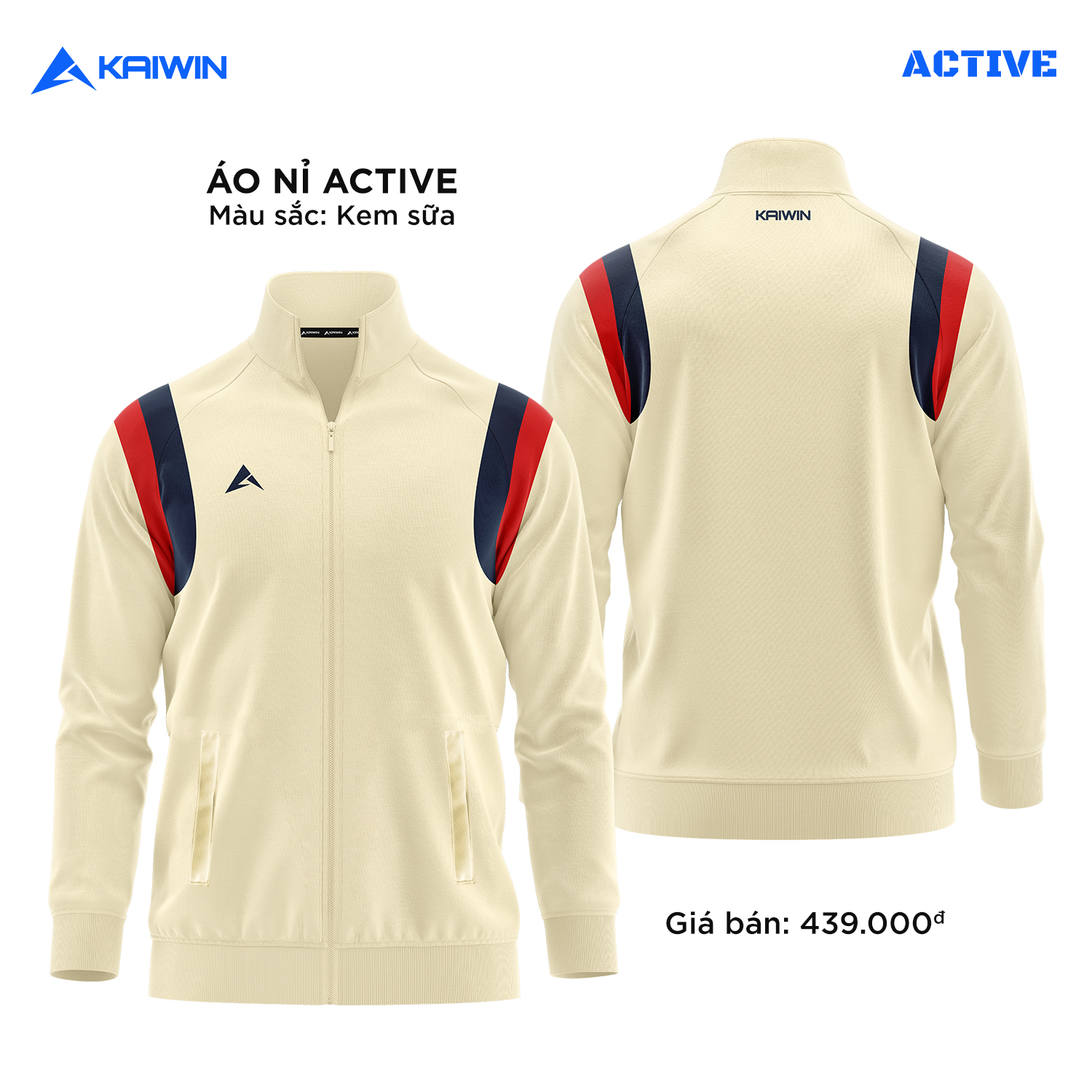 ÁO NỈ SUVEC ACTIVE KAIWIN- MÀU KEM SỮA