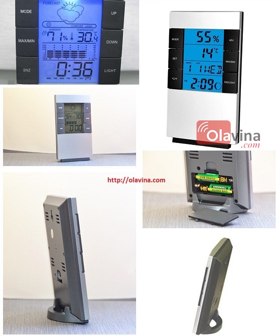 Đồng hồ đo nhiệt độ, độ ẩm, thời tiết có đèn Led