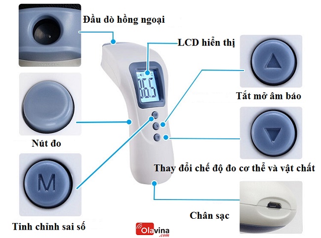 Nhiệt kế điện tử hồng ngoại đo trán DT-9836