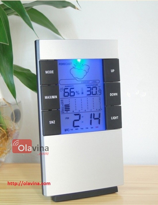 Đồng hồ đo nhiệt độ, độ ẩm, thời tiết có đèn Led