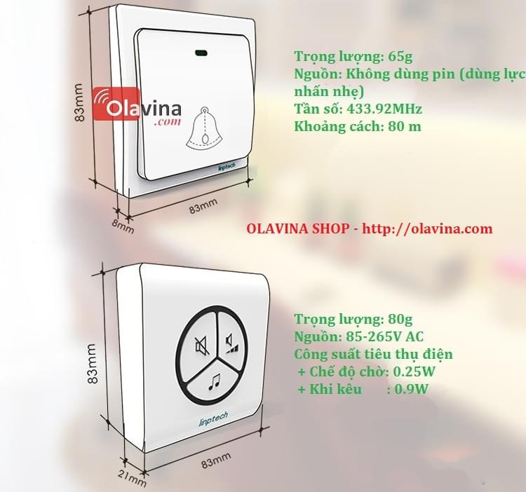 Chuông cửa không dây cao cấp Linptech