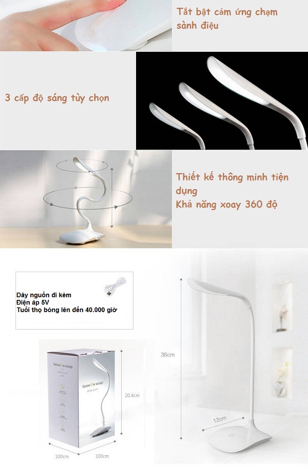 Đèn bàn led cảm ứng chống cận đa năng