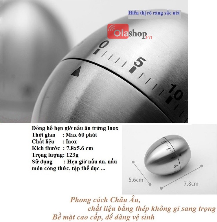 Đồng hồ hẹn giờ nấu ăn trứng Inox