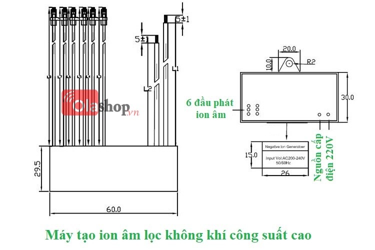 Máy tạo ion âm lọc không khí công suất cao