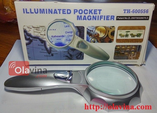 Kính lúp 4x cầm tay có đèn