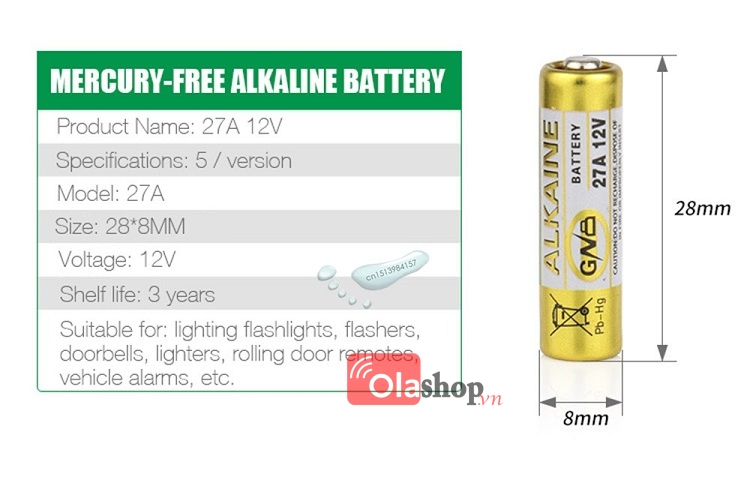 Pin Alkaline 27A 12V