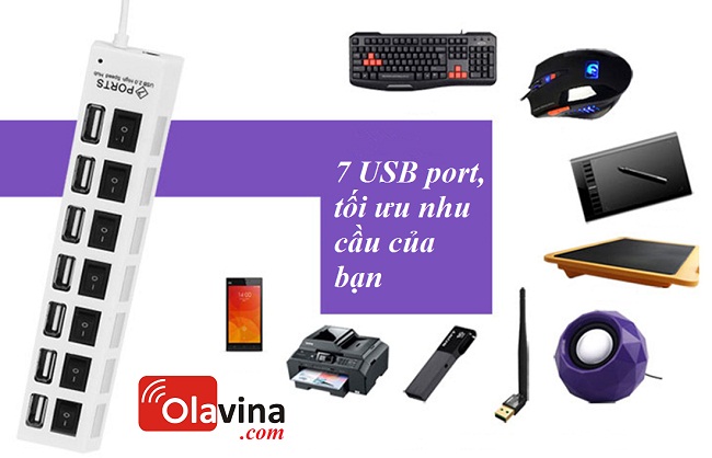 USB hub 7 port có công tắc