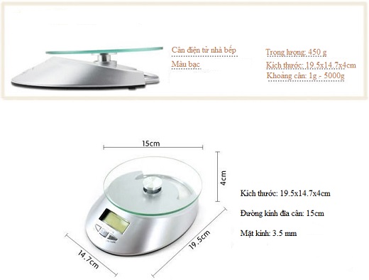 Cân điện tử nhà bếp 5kg/1g