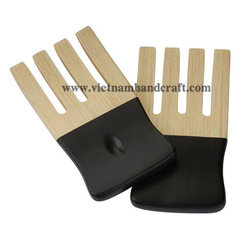 handmade spun bamboo salad servers and spoons and serving tongs products