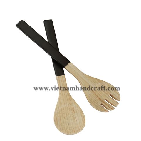 handmade spun bamboo salad servers and spoons and serving tongs products