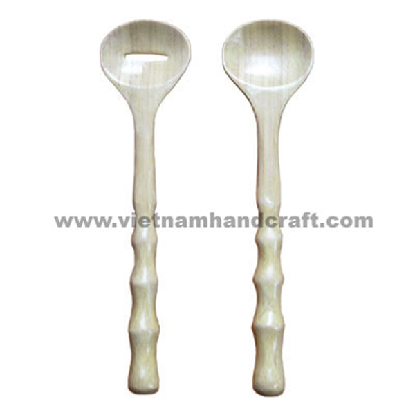 Handmade bamboo salad server sets in natural all over Handmade bamboo salad server sets in natural all over
