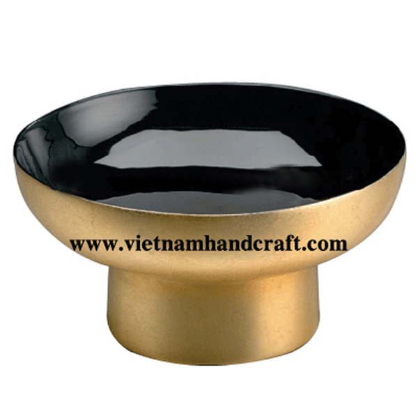 Lacquer decorative bowl. Inside in black, outside in gold silver leaf Lacquer decorative bowl. Inside in black, outside in gold silver leaf
