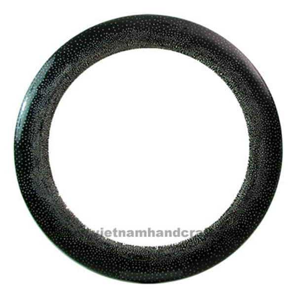 Black wooden lacquerware mirror with eggshell inlay Black wooden lacquerware mirror with eggshell inlay