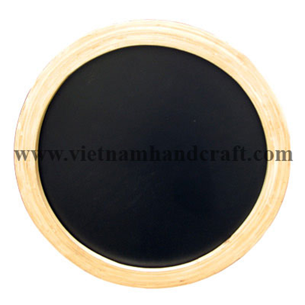 Handmade natural round bamboo mirror frame with black lacquered back Handmade natural round bamboo mirror frame with black lacquered back