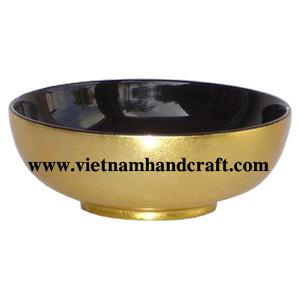 Lacquered decoration bowl. Inside in black, outside in gold silver leaf Lacquered decoration bowl. Inside in black, outside in gold silver leaf