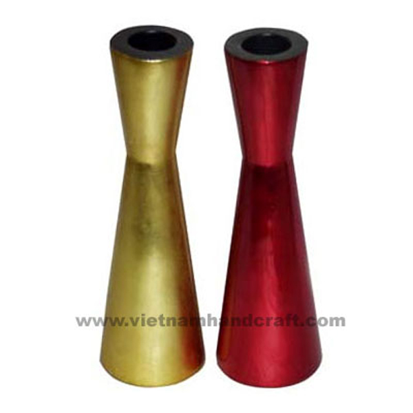 Set of 2 handmade lacquered tealight canlde holders in gold & red silver Set of 2 handmade lacquered tealight canlde holders in gold & red silver