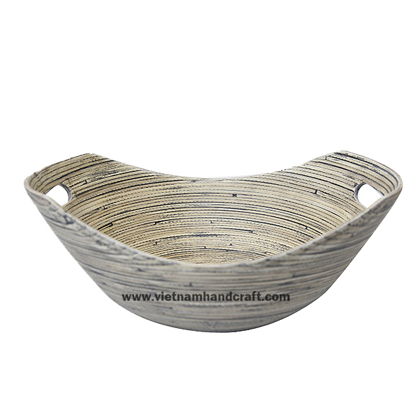 Handmade natural bamboo serving bowl with black effects Handmade natural bamboo serving bowl with black effects