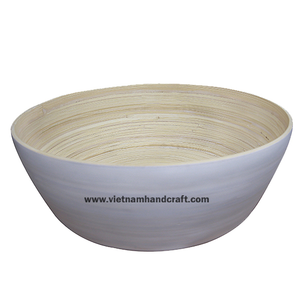 Handmade bamboo food serving bowl. Inside in natural, outside painted in white Handmade bamboo food serving bowl. Inside in natural, outside painted in white