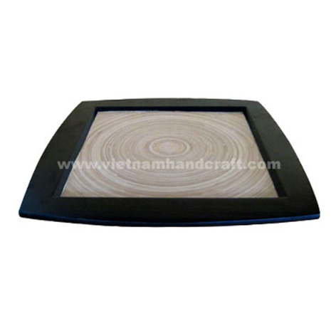 Handmade bamboo food serving platter in natural & black Handmade bamboo food serving platter in natural & black