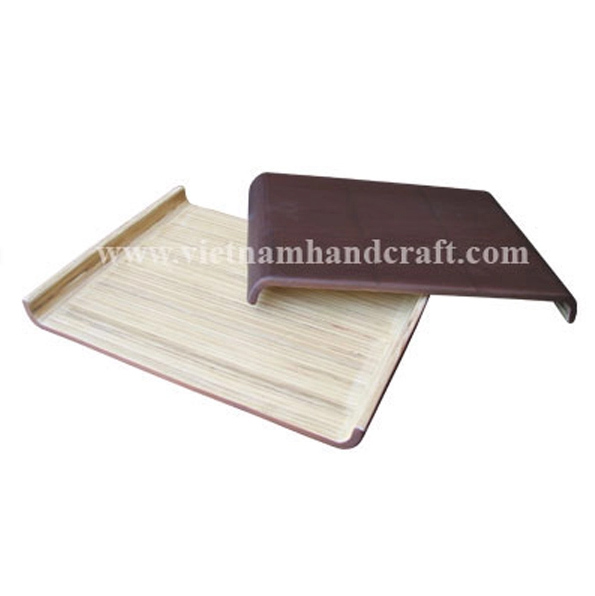 Handmade bamboo sushi serving tray in natural & brown Handmade bamboo sushi serving tray in natural & brown