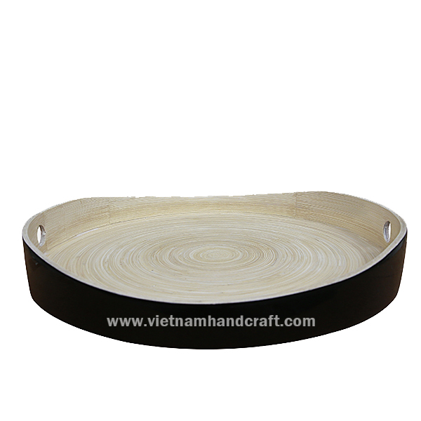 Handcrafted bamboo serving tray. Inside in natural, outside hand lacquered in black Handcrafted bamboo serving tray. Inside in natural, outside hand lacquered in black