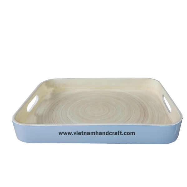 Handmade bamboo fruit tray in natural & grey Handmade bamboo fruit tray in natural & grey