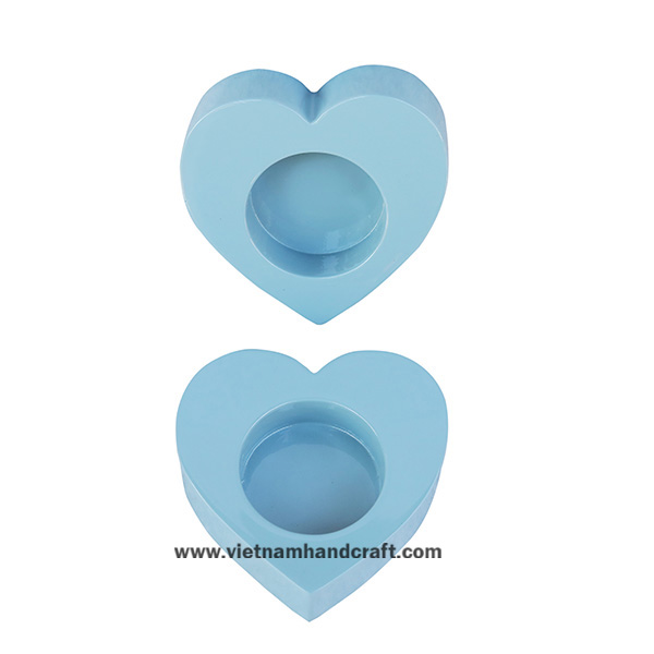 Handmade heart-shaped lacquer wood tealight holder Handmade heart-shaped lacquer wood tealight holder