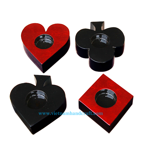 Lacquer tea light holder in black & red silver Lacquer tea light holder in black & red silver