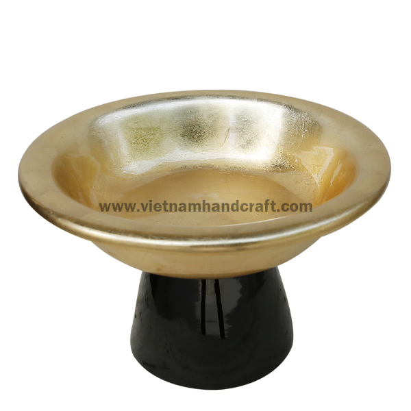 Handmade lacquer fruit bowl in gold silver & black Handmade lacquer fruit bowl in gold silver & black