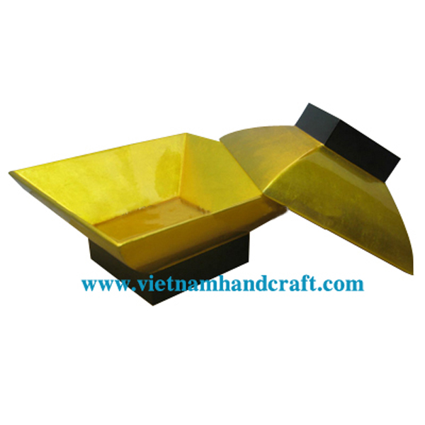 Lacquered wooden decorative bowl in black & gold silver leaf Lacquered wooden decorative bowl in black & gold silver leaf